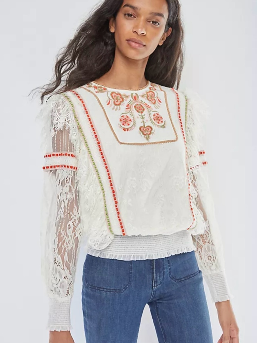 Blank London Anthropologie Bogo Vintage Inspired Cottagecore Lace Floral Blouse